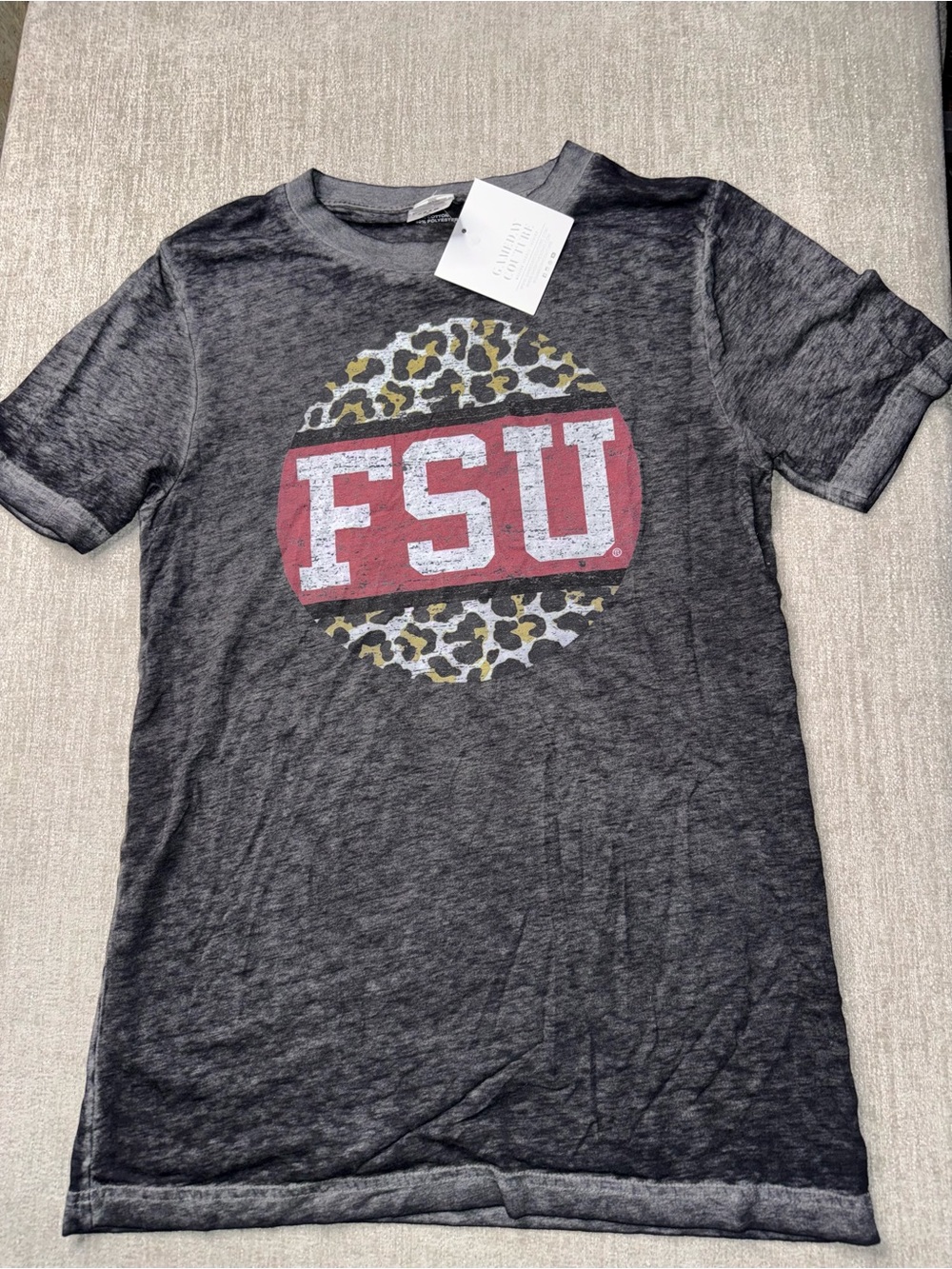 NWT Gameday Couture FSU Florida State Leopard Graphic Burnout T-Shirt size small